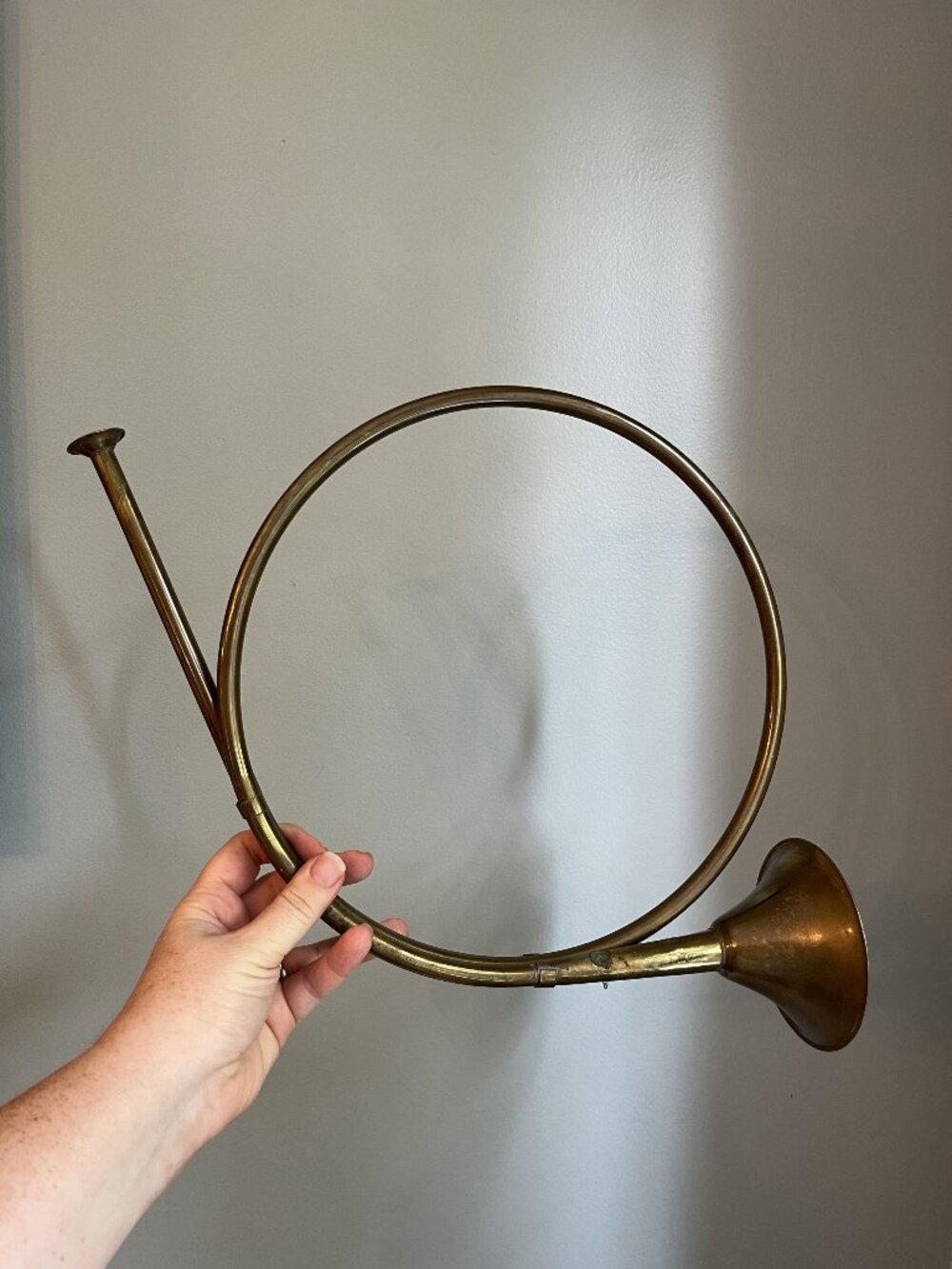 Vintage Brass French Horn Bugle Fox Hunting Decor Christmas LARGE 18 inch